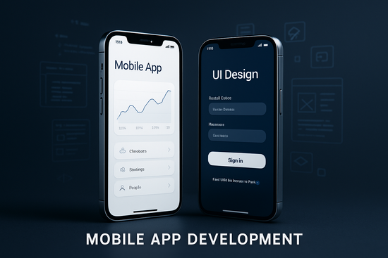 MAKE ME A PHOTO THAT REPRESENTS OUR SERVICES IN MAKING MOBILE APPS MAKE IT VERY PROFESSIONAL PHOTO